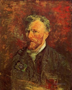 Self Portrait with Pipe and Glass Vincent van Gogh Oil Paintings